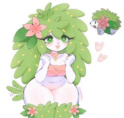 big_ass big_butt big_thighs bottom_heavy chikomokii cute flower flower_in_hair grass green_eyes green_hair heart mythical_pokemon nature pink_flower pokémon_(species) pokemon pokemon_(species) shaymin shaymin_(land_form) tail thick_thighs thighhighs white_body white_skin wholesome rating:Explicit score:79 user:SoChihiro