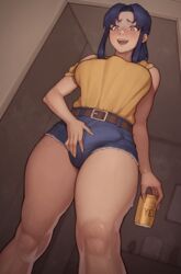 1futa 2020s 2023 asura_(artist) big_breasts blush breasts bulge can clothed clothing drunk erection erection_under_clothes fully_clothed futa_only futanari heart-shaped_pupils high_resolution holding_beer human large_breasts light-skinned_futanari light_skin low-angle_view misato_katsuragi neon_genesis_evangelion penis short_hair short_shorts shorts solo standing thick_thighs veiny_penis very_high_resolution wide_hips rating:Explicit score:816 user:Yare-Yare-Daze