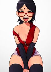 black_hair black_hair_female blush boobs boruto:_naruto_next_generations clothed glasses loodncrood naruto open_mouth sarada_uchiha rating:Questionable score:543 user:Pacs