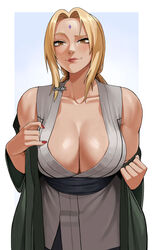 1girls blonde_hair breasts cleavage female gud0c hi_res huge_breasts light-skinned_female light_skin long_hair naruto naruto_(series) naruto_shippuden naughty_face tsunade veiny_breasts rating:Questionable score:282 user:Aeolus_HX