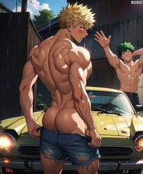 2boys ai_generated ass ass_focus ass_up bobsi cute_male gay izuku_midoriya katsuki_bakugou male_only male_penetrating muscular muscular_male my_hero_academia tagme yaoi rating:Explicit score:118 user:usuenr