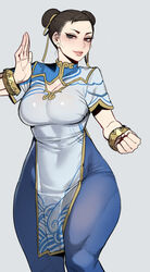 1girls chun-li dress female female_only fully_clothed ratatatat74 solo street_fighter street_fighter_6 sweat translucent_clothing underwear wet_clothes yoga_pants rating:Explicit score:259 user:Zabior