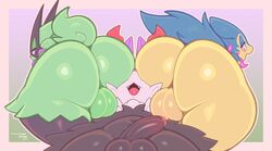 3boys anthro ass backsack balls big_ass big_butt braixen femboy frumples fur generation_9_pokemon genitals green_body green_fur hi_res hisuian_form hisuian_typhlosion huge_ass huge_butt large_ass meowscarada nintendo penis pokemon pokemon_(species) pokemon_sv regional_form_(pokemon) shiny_pokemon thick_thighs wide_hips rating:Explicit score:68 user:bot