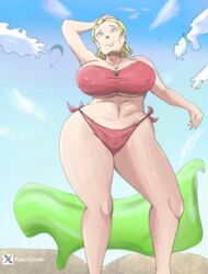 android_18 beach big_breasts bikini dragon_ball dragon_ball_super dragon_ball_z milf shikila sunlight thick_thighs wide_hips rating:Explicit score:20 user:ShikiLA