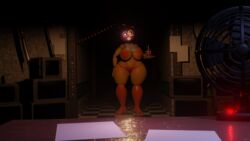  3d chica_(fnaf) cupcake cupcake_(fnaf) five_nights_at_freddy's five_nights_at_freddy's_2 fnaf glowing_eyes glowing_mouth hallway heart-shaped_pupils looking_at_viewer mirumimi smiling smiling_at_viewer toy_chica_(fnaf) toy_chica_(love_taste)  rating:explicit score: user:mirumimi