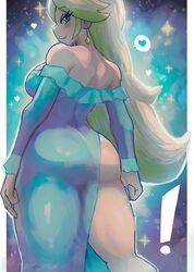 1girls ass back_view blonde_hair clothing dress earrings exposed_butt exposed_leg female female_only looking_back_at_viewer mario_(series) nintendo princess_rosalina sideboob smiling solo super_mario_galaxy thighs tony_welt very_long_hair rating:Questionable score:152 user:MetaDei