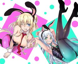  2girls aleister_crowley_(to_aru_majutsu_no_index) armpits ass breasts bunnysuit cleavage ebora laura_stuart leotard to_aru_majutsu_no_index youngmanisdown  rating:questionable score: user:los_pibitos