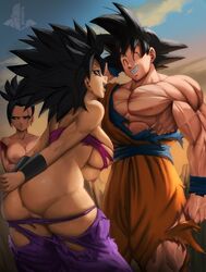 1boy 2girls abs after_battle anus arms_crossed arms_crossed_under_breasts ass biceps big_ass big_breasts black_hair breast_press breasts bubble_butt caulifla clothing dat_ass dragon_ball dragon_ball_super ear_piercing earrings elitenappa fat_ass female female_saiyan hand_on_ass hand_on_own_ass hands_behind_back huge_ass kale large_ass looking_at_another male muscular muscular_male nipple_slip nipples no_bra no_panties piercing pout pouting pubic_hair pussy saiyan smile son_goku thick_ass thick_thighs torn_clothes universe_6/universe_7 universe_6_saiyan/universe_7_saiyan wide_hips rating:Explicit score:274 user:Rex_Hollins