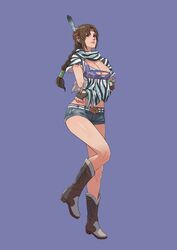 1girls boots braided_hair braided_ponytail breasts brown_hair brunette_hair cirenk cleavage crossed_arms fighting_game legs long_hair michelle_chang namco ponytail solo tekken tekken_1 tekken_2 tekken_tag_tournament tekken_tag_tournament_2 twitter rating:Questionable score:26 user:TroyDillon