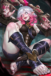 1girls briar_(league_of_legends) fangs feet female female_only league_of_legends neoartcore painted_fingernails painted_nails pillory prisoner riot_games sharp_fingernails sideboob thick thick_thighs white_eyes rating:Safe score:140 user:Jinora12345