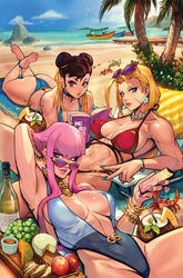 3girls beach bikini blonde_hair boat bread brown_hair cammy_white capcom cheese chun-li feet female female_only food fruit highres human manon_legrand multiple_girls ocean reiq seaside soles street_fighter street_fighter_6 sunglasses_on_head swimsuit toes voluptuous watercraft rating:Questionable score:257 user:Pitchfork