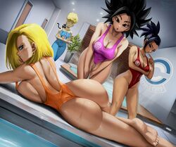 2milfs 4girls android_18 ass barefoot big_ass big_breasts blonde_hair breasts caulifla dat_ass dragon_ball dragon_ball_super dragon_ball_z elitenappa feet female kale laying_down novasayajingoku panchy panchy_(dragon_ball) panchy_briefs soles swimsuit toes rating:Explicit score:385 user:Studz1804