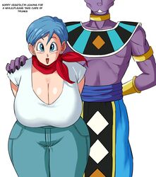 1girls 2023 2boys anthro anthro_on_human beerus blue_eyes blue_hair breasts bulma_briefs cleavage curvy dialogue dragon_ball dragon_ball_super english_text female furry imminent_sex implied_cheating large_breasts lipstick male panarandom pov purple_skin red_lipstick scarf short_hair straight text thick_thighs thighs vegeta rating:Questionable score:100 user:Moxee