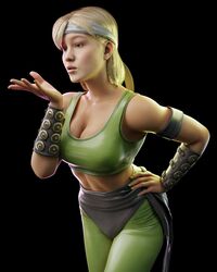 1girls abs blonde_hair blowing_kiss cleavage clothes clothing francis_brown hand_on_hip light-skinned_female mortal_kombat mortal_kombat_1_(2023) posing sfw solo sonya_blade sonya_blade_(mk_1) rating:Safe score:36 user:Sock29