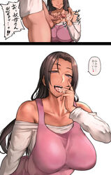 1boy 1girls 2020 2koma absurd_res aunt_and_nephew bare_shoulders black_hair bottomless breasts censored clothed clothing comic cum cum_eating cum_in_mouth cum_inside cum_on_hand cumshot dialogue eating_cum ejaculation female glans gokkun handjob heart highres incest japanese_text large_breasts licking licking_cum long_hair looking_at_viewer lustful_aunt_(pepe_(jonasan)) male mature_female off-shoulder_shirt off_shoulder open_mouth original partial_male penis pepe_(jonasan) purple_eyes ring shirt simple_background smile speech_bubble spoken_heart teeth testicles text tight_clothing tongue tongue_out translated very_long_hair wedding_ring white_background white_shirt rating:Explicit score:285 user:Blookryynnn