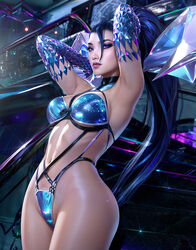 armpits big_ass big_breasts blue_hair hourglass_figure k/da_all_out_kai'sa k/da_all_out_series kai'sa league_of_legends lingerie lipstick purple_eyes riot_games sevenbees solo tagme thick_thighs thighs rating:Questionable score:322 user:KitsuneQueen