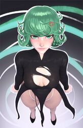 1girls 3d breasts cleavage female female_only green_eyes green_hair high_heels looking_at_viewer one-punch_man popogori ripped_clothing solo tatsumaki thighs thong white_thong rating:Questionable score:133 user:MegaPint