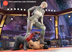 1boy 1girls 3d 3d_(artwork) absurd_res beaten black_hair blender blonde_hair boot_fetish boots cassie_cage combat_boots crush crushing dominant dominant_female domination dominatrix feet female female_domination femdom foot_fetish foot_on_face foot_on_head hand_on_hip helpless highres humiliation jin_kazama jvfemdom kazama_jin legs long_hair looking_at_another looking_down looking_pleasured male male/female mortal_kombat mortal_kombat_11 pathetic ponytail sadism sadistic smirk smirking standing stepped_on stepping stepping_on_chest stepping_on_face stepping_on_head stomp stomping submission submissive submissive_male tekken thick_thighs thighs trample trampling rating:Questionable score:12 user:Jvfemdom