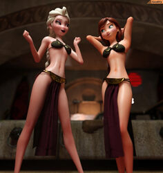 2girls 3d anna_(frozen) auburn_hair belly_dancer belly_dancer_outfit blonde_hair blue_eyes braided_hair cosplay disney elsa_(frozen) enslaved_royal femsub frozen_(film) harem harem_girl harem_outfit loincloth long_hair lucasfilm multiple_subs platinum_blonde_hair royalty sisters slave slave_bikini slave_leia_(cosplay) slave_outfit slavegirl smitty34 star_wars submissive_female rating:Safe score:158 user:TheKindHaremMaster