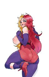 biting_lip blonde_hair breasts breasts_out chara_soon commission commissioner_upload exposed_breasts gialu gundam gundam_zz heels high_heels leg_up legwear lipstick mascara open_clothes open_clothing red_hair thiccwithaq tights traced traced_art zeon rating:Explicit score:23 user:rosenasty