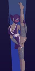  anthro brown_skin cleavage clothed e-91_lady_ninja helmet holding_leg leg_up legs legs_spread ordinalewd purple_clothing pussy pussy_exposed robot_girl sonic_(series) spread_legs  rating:explicit score: user:ordinalead