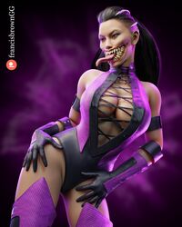 1girls 3d alternate_version_available big_breasts female female_only francis_brown hands_on_thighs long_tongue mileena mortal_kombat mortal_kombat_1_(2023) sharp_teeth solo tagme tongue_out rating:Questionable score:80 user:MaskedBug