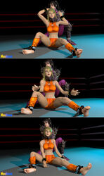 2girls 3_panel_comic 3d 3d_(artwork) arms_up asphyxiation asymmetrical_hair bandai_namco barefoot blonde_hair bodysuit captured casual_outfit_(metroid) choke_hold choked choking crossover defeated defeated_heroine dominant_female drool drooling drugged duo empty_eyes eyes_rolling_back fainted feet female female_only femdom fighting fighting_ring fondling forced grabbing held_down humiliation knocked_out light-skinned_female light_skin metroid mind_break molestation moxamus nintendo orange_shorts orange_sports_bra passed_out rolling_eyes ryona saliva saliva_trail samus_aran shorts skin_tight sleeping sleepy soul_calibur sports_bra strangling taki unconscious video_games wrestling wrestling_ring zero_suit_samus rating:Questionable score:26 user:MoxAmus