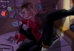 big_breasts blonde_female blonde_hair blue_eyes censored dark-skinned_male dialogue female grabbing_sheets gwen_stacy marvel miles_morales moaning_in_pleasure penetration penis_in_pussy rio_morales spider-gwen spider-man spider-man:_across_the_spider-verse rating:Explicit score:80 user:StaticShockx