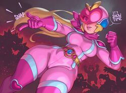 1girls blonde_hair blue_eyes bodysuit bowser breasts clothed female female_focus gloves helmet hi_res huge_breasts koopa light-skinned_female light_skin long_hair mario_(series) nintendo princess_peach princess_peach:_showtime! rizdraws snapping_fingers thick_lips thick_thighs very_high_resolution rating:Questionable score:239 user:Aeolus_HX