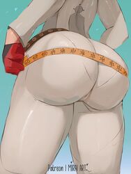 1girls arc_system_works big_butt bodysuit bubble_butt butt dat_ass fat_ass female guilty_gear guilty_gear_strive huge_butt jack-o'_valentine large_butt light-skinned_female light_skin measuring measuring_tape miraihikari simple_background thick_thighs wide_hips rating:Questionable score:284 user:Aeolus_HX