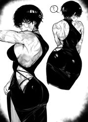 1girls ass bare_shoulders big_ass big_butt boyish burn_marks burn_scar burns butt child_bearing_hips clothed curves curvy curvy_body curvy_female curvy_hips dresss female female_only glasses hips hourglass_figure jujutsu_kaisen large_ass large_butt masoq095 monochrome mostly_clothed round_ass round_butt scar scarred scars scars_all_over short_hair shounen_jump tomboy very_short_hair wide_hips wounded wounds zenin_maki rating:Questionable score:452 user:Fumeknight1