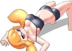 :o belly_button blush boyshorts bra breast_focus cleavage collarbone exercise exercising feet inkling inkling_girl large_breasts large_hips looking_at_viewer midriff nintendo nobunagapero orange_hair peronattu red_eyes solo solo_female solo_focus splatoon splatoon_(series) sports_bra sportswear squid_girl tagme thin_waist underwear rating:Questionable score:87 user:CursedImages