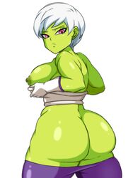 1girls alien alien_girl ass big_ass big_breasts breasts cheelai darwaarts dragon_ball dragon_ball_super green_skin nipples pink_eyes short_hair white_hair rating:Explicit score:107 user:DarkoFH69