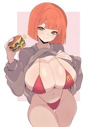 1girls alternate_breast_size bikini breasts cleavage female hi_res huge_breasts large_breasts light-skinned_female light_skin massive_breasts mature_female mcdonald's milf mom_(japanese_mcdonald's_commercial) mother orange_hair short_hair yoru_mac yoshiikirablr rating:Questionable score:256 user:Aeolus_HX