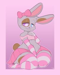 1boy 2023 anthro artist_name artist_signature bunny femboy feminine_male frumples furry furry_only gay legwear male male_only on_knees partially_clothed pink_clothing pink_legwear programming_socks rabbit rabbit_humanoid revealing_clothes skirt thick_ass thick_thighs rating:Questionable score:27 user:Husk117