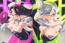 2023 2girls alternate_breast_size animal_humanoid armpit armpit_crease background big_breasts black_eyelashes black_hair blush breast_size_difference breasts callie_(splatoon) cephalopod cephalopod_humanoid clothed clothing duo ear_ring female gloves gray_hair hair headwear hi_res huge_breasts humanoid inkling jtveemo light_skin long_hair looking_at_viewer marie_(splatoon) marine marine_humanoid mollusk mollusk_humanoid open_mouth pointy_ears posing short_hair sliver_hair small_breasts smile smiling_at_viewer splatoon splatoon_3 squid_sisters tentacle tentacle_hair white_hair yellow_eyes rating:Explicit score:121 user:Springtron