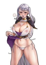 absurd_res big_breasts black7 black_bulls_uniform black_clover blush breasts cameltoe clothes_lift curvy embarrassed female female_focus female_only g-string hi_res horny hourglass_figure huge_breasts in_heat large_breasts looking_away nipples no_bra noelle_silva open_mouth panties purple_eyes pussy_juice pussy_juice_drip see-through silver_hair skirt_lift solo solo_female solo_focus sweat textless thick_thighs thighs thong twintails voluptuous white_background white_panties wide_hips rating:Explicit score:150 user:hashirama089