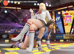 2girls 3d 3d_(artwork) absurdres arrogant bandai_namco beaten blender blonde_hair boot_fetish boots brown_hair calves catfight confident dominant dominant_female domination dominatrix emilie_de_rochefort female female_domination female_only femdom fight fighting fighting_pose fighting_ring fingerless_gloves grabbing grabbing_hair hair_grab hair_pull hair_pulled_back hair_pulling helpless high_heel_boots high_heels highres humiliated humiliation jvfemdom kazama_asuka knee_socks kneehighs leather leather_boots legs long_hair multiple_girls muscular muscular_calves muscular_legs muscular_thighs pulling_hair short_hair shorts sitting sitting_on_another sitting_on_person smug smug_face submission tekken tekken_7 thick_ass thick_thighs thighs trapped upskirt voluptuous white_boots wrestling yuri rating:Questionable score:48 user:Jvfemdom