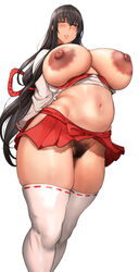 1girls 2020 absurd_res areolae arms_behind_back black_hair blush bottomless bottomless_skirt breasts breasts_out clothing female female_only hair_between_eyes highres huge_breasts japanese_clothes large_areolae long_hair looking_at_viewer low-tied_long_hair mature_female microskirt midriff miko miko_mama_(pepe_(jonasan)) miniskirt navel nipples no_panties original pepe_(jonasan) pubic_hair pussy red_skirt simple_background skindentation skirt solo standing teeth thick_thighs thighhighs thighs tied_hair very_long_hair white_background yellow_eyes rating:Explicit score:272 user:Blookryynnn