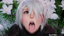 1boy 1girls 3d ahe_gao android animated blue_eyes cheek_bulge cum cum_in_mouth dark-skinned_male dark_skin ejaculation fellatio female gif hentaudio interracial large_penis male nier nier:_automata open_mouth oral outdoors penis short_hair slapping slapping_with_penis slayed.coom straight swallowing swallowing_cum tongue tongue_out uncensored uvula white_hair yorha_2b rating:Explicit score:361 user:LordRose97