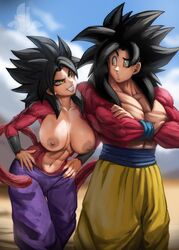 1boy 1girls abs big_breasts breasts caulifla cleavage dragon_ball dragon_ball_gt dragon_ball_super elitenappa female female_saiyan fur goku male male_saiyan nipples saiyan saiyan_tail son_goku super_saiyan_4 tail tight_pants topless universe_6/universe_7 universe_6_saiyan/universe_7_saiyan yellow_eyes young_woman rating:Explicit score:234 user:Vardigiil