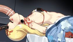 1boy 1girls absurdres all_the_way_to_the_base animated animated_gif balls_deep bar_censor belly_bulge big_penis blonde_hair blush breasts censored cute deep_throat deepthroat earrings erection facial fate/grand_order fate_(series) fellatio female gif highres horns huge_cock ibaraki_douji_(fate) ibaraki_douji_(swimsuit_lancer)_(fate) inflation jewelry long_hair long_penis measuring_penetration_depth mizumizuni on_back oral oral_sex penis pointy_ears saliva skinny sliding sliding_down_throat straight teenager throat_bulge throat_fuck upside-down yellow_eyes young rating:Questionable score:282 user:Enfected