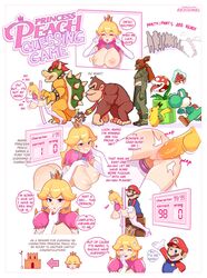 1girls 9boys being_watched blonde_hair bowser cheating comic crossover cuckold dialogue donkey_kong donkey_kong_(series) english_text ganondorf mario mario_(series) metroid metroid_(creature) multiple_boys nintendo pikachu piranha_plant pokémon_(species) pokemon princess_peach public_use rezodwel speech_bubble stuck_in_wall super_mario_bros. super_mario_bros._(nes) tagme text the_legend_of_zelda yoshi rating:Explicit score:304 user:Zabior