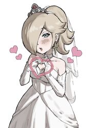 1girls big_breasts blonde_hair blue_eyes blush bridal_gown bridal_veil bride choker color detached_sleeves female gloves hair_over_one_eye hand_heart heart long_hair love love_heart low_cut_dress mario_(series) nintendo ponytail princess_rosalina star_earrings super_mario_galaxy super_mario_odyssey tiara veil wedding wedding_dress wedding_peach_(super_mario_odyssey)_(cosplay) white_dress white_gloves yamino_ekakinin rating:Questionable score:49 user:Toalbooth_