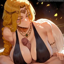 1boy 1boy1girl 1girls ai_assisted ai_generated armlet artist_name blonde_hair blush blush_lines boobjob braid braided_ponytail circlet cleavage closed_mouth dress elden_ring erotic_nansensu female female_focus fromsoftware gold_jewelry half-closed_eyes hand_on_another's_thigh jewelry large_breasts long_hair looking_to_the_side necklace paizuri paizuri_under_clothes parted_bangs partial_male patreon_username penis petals pov queen_marika_the_eternal single_braid solo_focus straight tarnished uncensored url very_long_hair yellow_eyes rating:Explicit score:520 user:donkeyskin