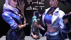 3d 3d_(artwork) 3girls akali_jhomen_tethi blonde_hair blue_hair clothed clothes comic_cover erevos evelynn female_only holding_dildo holding_object horsecock_dildo hugging image_set jacket k/da_all_out_akali k/da_all_out_evelynn k/da_all_out_seraphine k/da_all_out_series league_of_legends no_penetration seraphine_(league_of_legends) skirt teal_hair text two_tone_hair white_hair yellow_eyes rating:Questionable score:9 user:Erevos