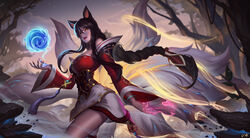 1girls ahri animal_ears artist_signature black_hair braid clouds female female_only kumiho league_of_legends long_fingernails long_hair magic multiple_tails outdoors outside riot_games solo tail tails trees unstable_anomaly vines white_fur yellow_eyes rating:Questionable score:10 user:mydickhurtaf