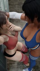 2girls 3d 3d_(artwork) against_wall big_ass black_hair brown_body brown_skin bubble_ass chocolate_and_vanilla crossover dark-skinned_female dark_skin egyptian egyptian_female fareeha_amari female female_protagonist fit_female gym gym_clothes human imminent_sex indoors interracial kabedon lara_croft lara_croft_(survivor) large_ass large_breasts light-skinned_female light-skinned_male light_skin overwatch overwatch_2 pharah seductive sweat sweaty tanuking3d tattoo thighhighs tomb_raider tomb_raider_(survivor) yuri rating:Explicit score:101 user:bleachbait