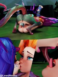 1futa 1girl blender extreme_french_kiss female futanari league_of_legends lewdneeko long_tongue neeko penis sex tongue tongue_kiss tongue_out vaginal_penetration zoe_(league_of_legends) rating:Explicit score:54 user:Futanari_Neeko~