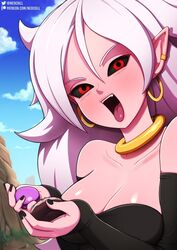 1girls 2010s android_21 black_sclera breasts cleavage dark_persona dragon_ball dragon_ball_fighterz earrings female fully_clothed humanoid long_hair majin majin_android_21 monster_girl neocoill open_mouth patreon pink_skin pointy_ears red_eyes white_hair rating:Questionable score:73 user:Anonymous77